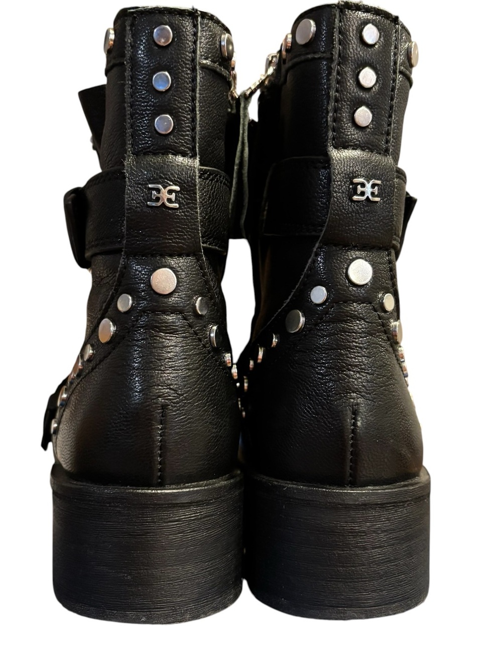 Sam Edelman Womens Drea Black Leather Studded Side Zip Moto Boots Size US 8 - Picture 6 of 15